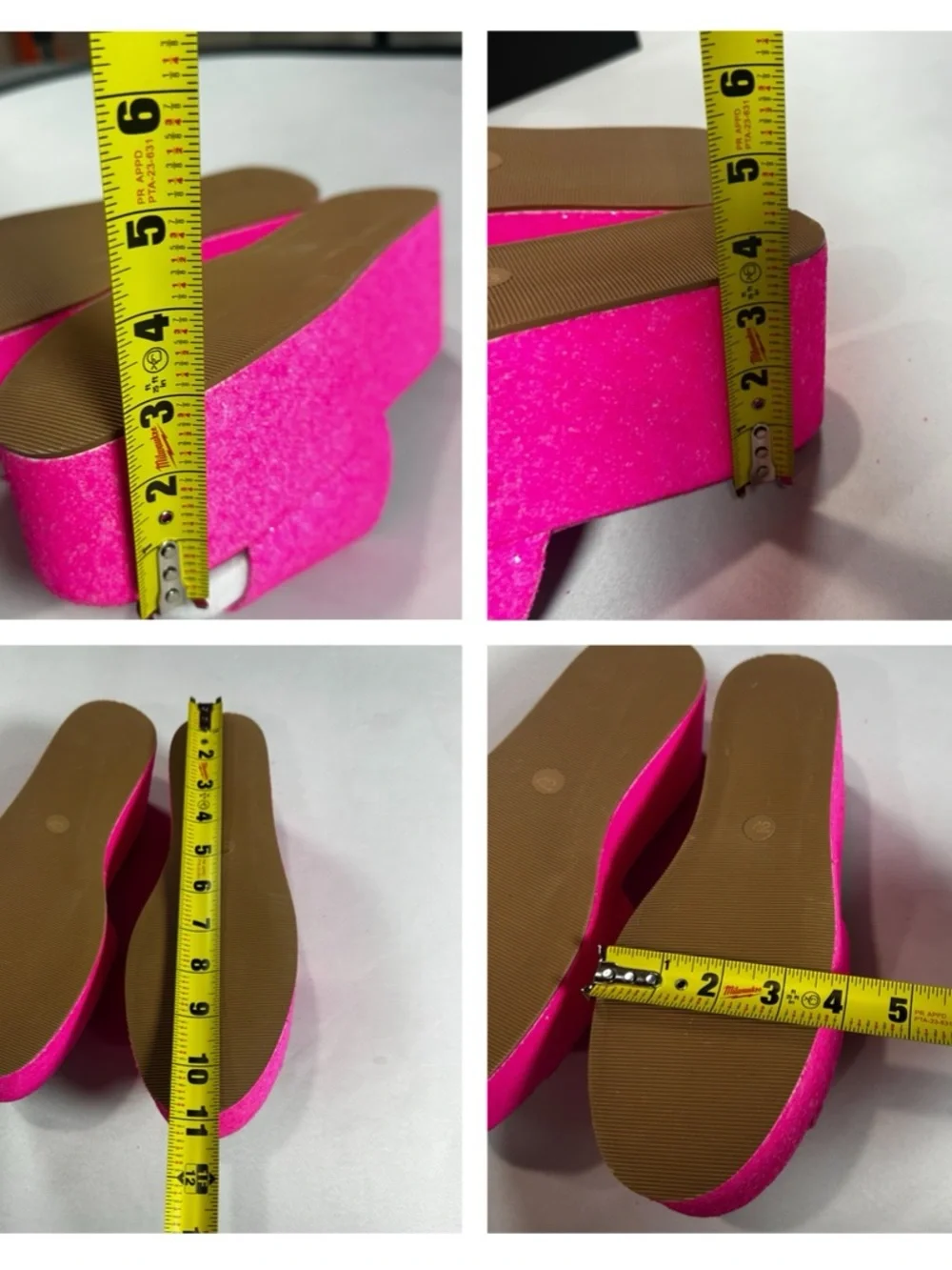 Shane Justin Neon Pink Glitter Platform Statement Summer Sandals Slides Size 42